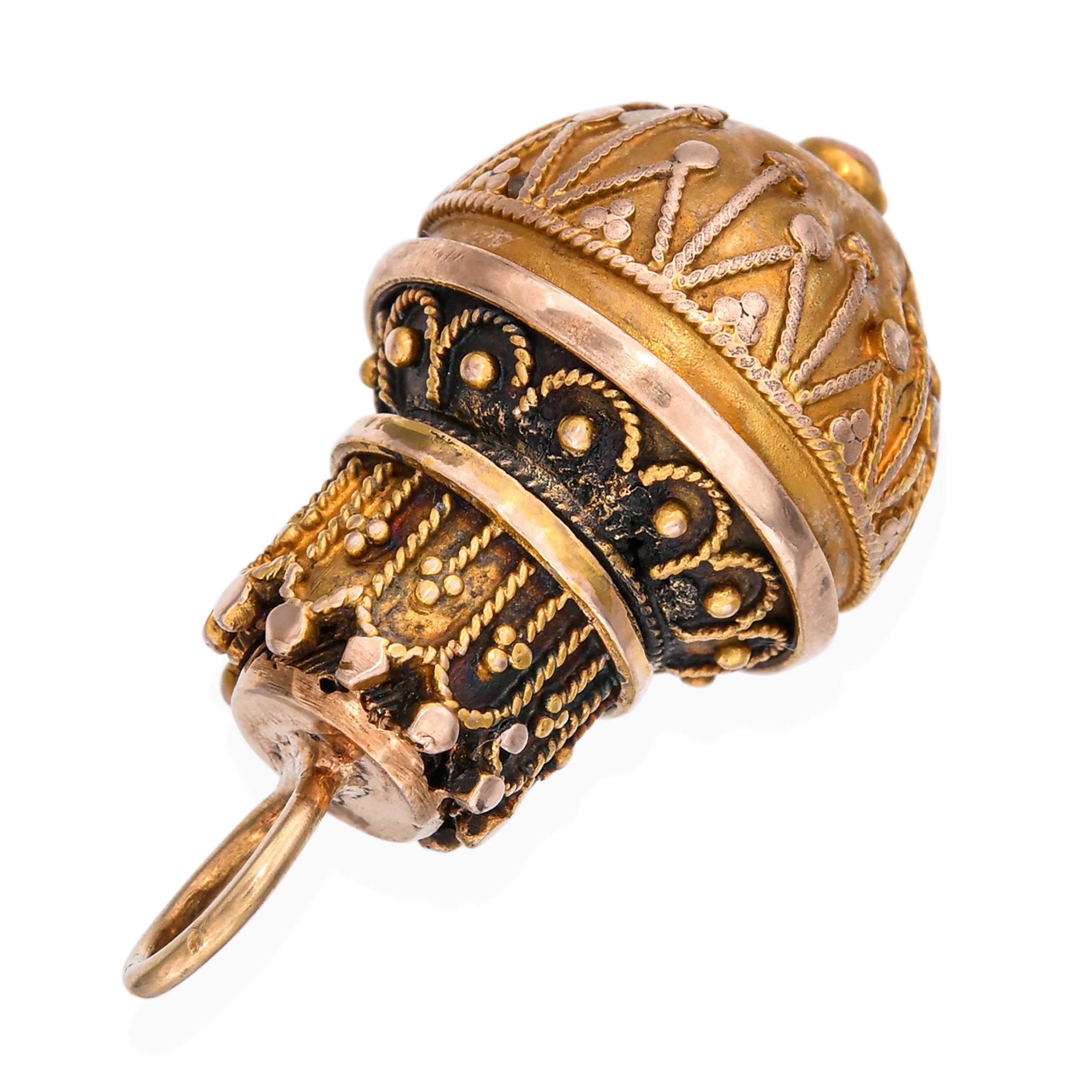 Antique 18k Yellow Gold Ornate Ball Charm