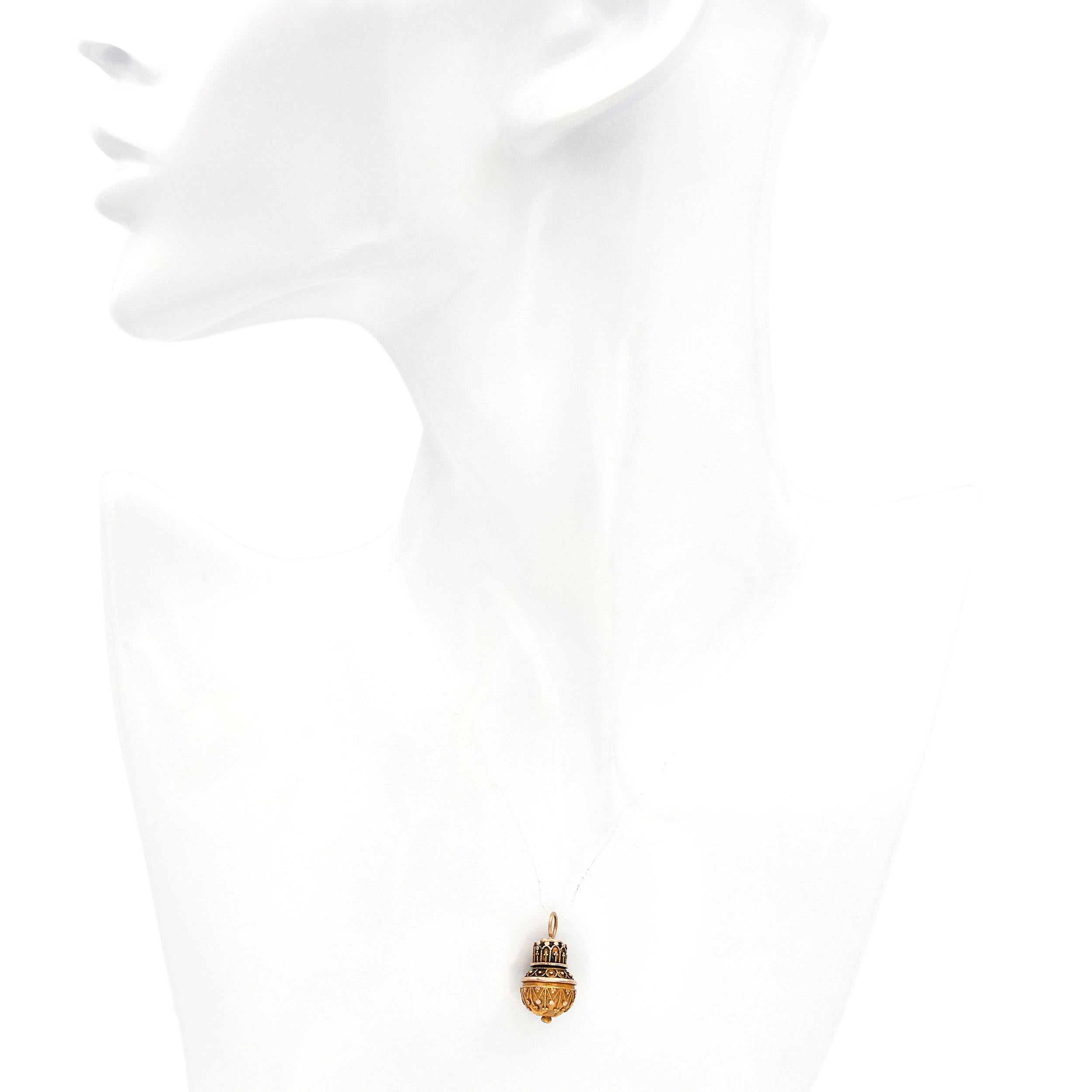 Antique 18k Yellow Gold Ornate Ball Charm