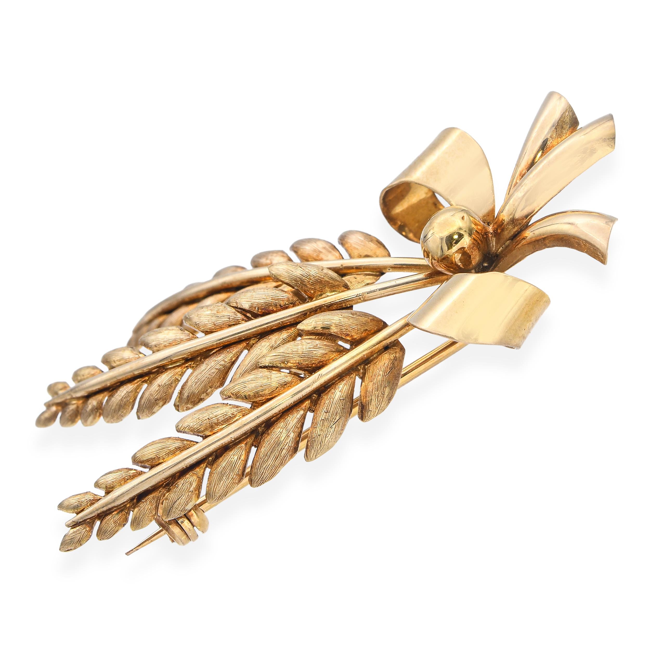 Vintage Tiffany 18k Yellow Gold Wheat Bundle Brooch