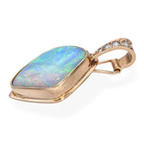 Vintage 14k Yellow Gold Opal and Diamond Pendant Enhancer