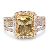 14k Yellow Gold 3.10ct Color Change Diaspore & Diamond Statement Ring