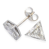 Vintage 14k White Gold 2.00tcw Diamond Trillion Stud Earrings