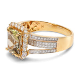 14k Yellow Gold 3.10ct Color Change Diaspore & Diamond Statement Ring