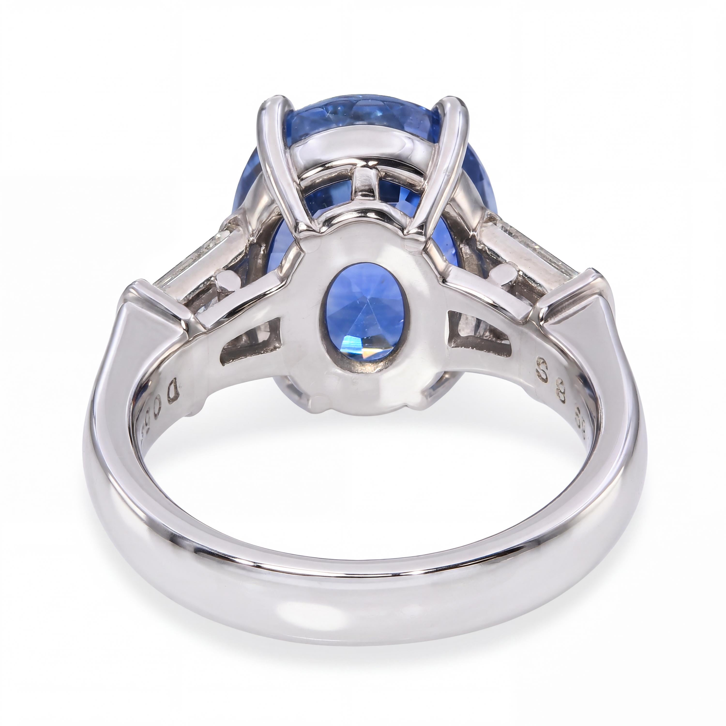 Platinum Vivid Blue GIA 8.59ct Ceylon No Heat Sapphire & Diamond Ring