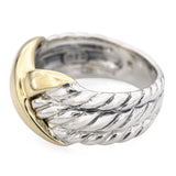 David Yurman Sterling Silver and 14k White Gold Braided X Cross Ring