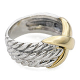 David Yurman Sterling Silver and 14k White Gold Braided X Cross Ring