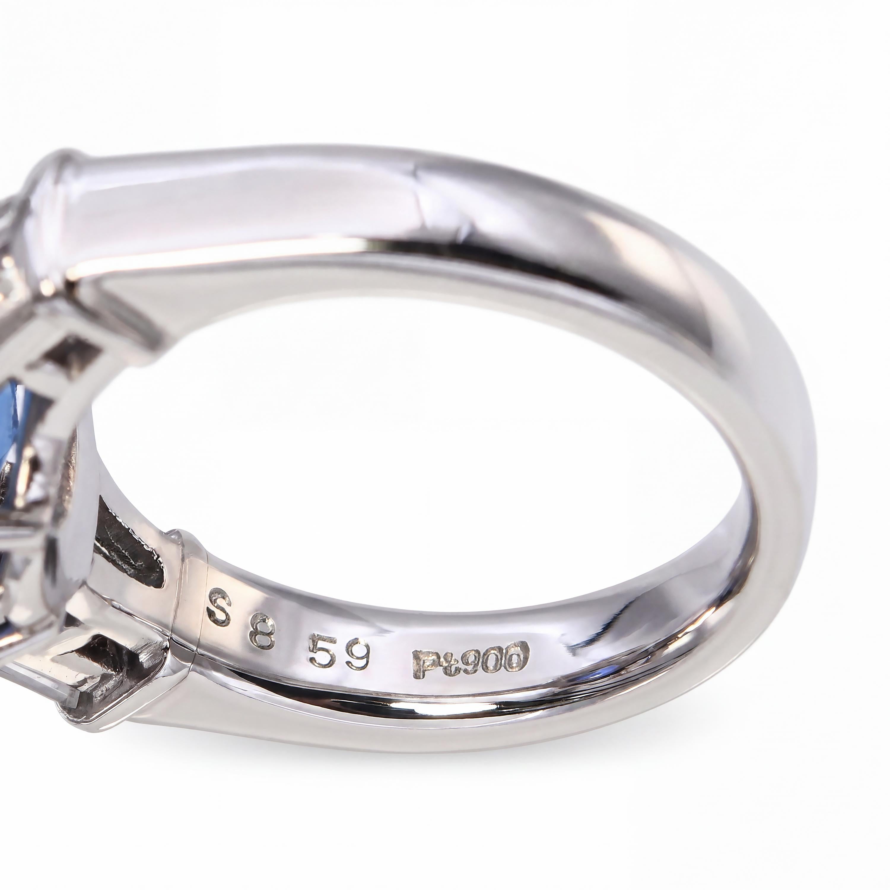 Platinum Vivid Blue GIA 8.59ct Ceylon No Heat Sapphire & Diamond Ring