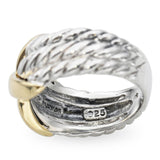 David Yurman Sterling Silver and 14k White Gold Braided X Cross Ring