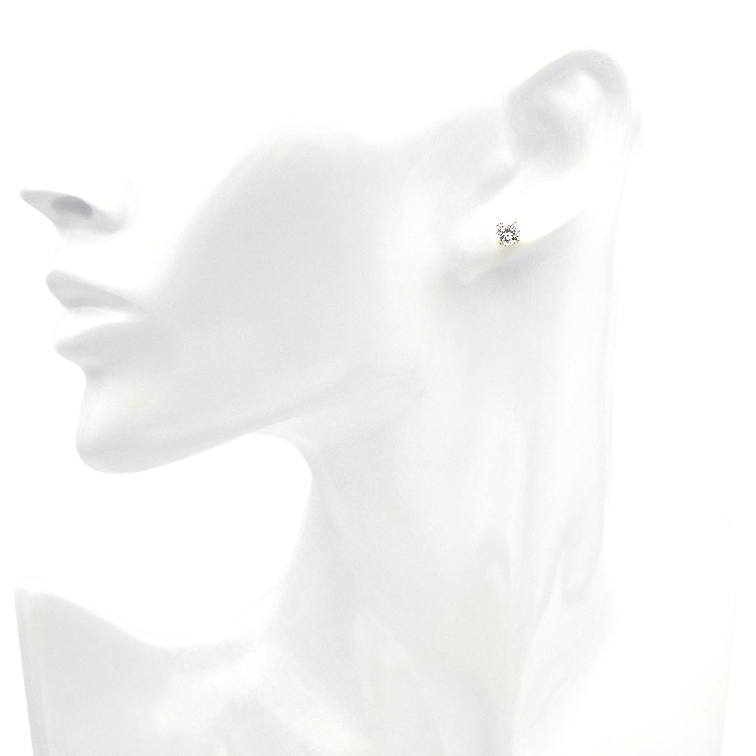 Vintage 14k Yellow Gold 1.01tcw L Si1 Diamond Stud Earrings