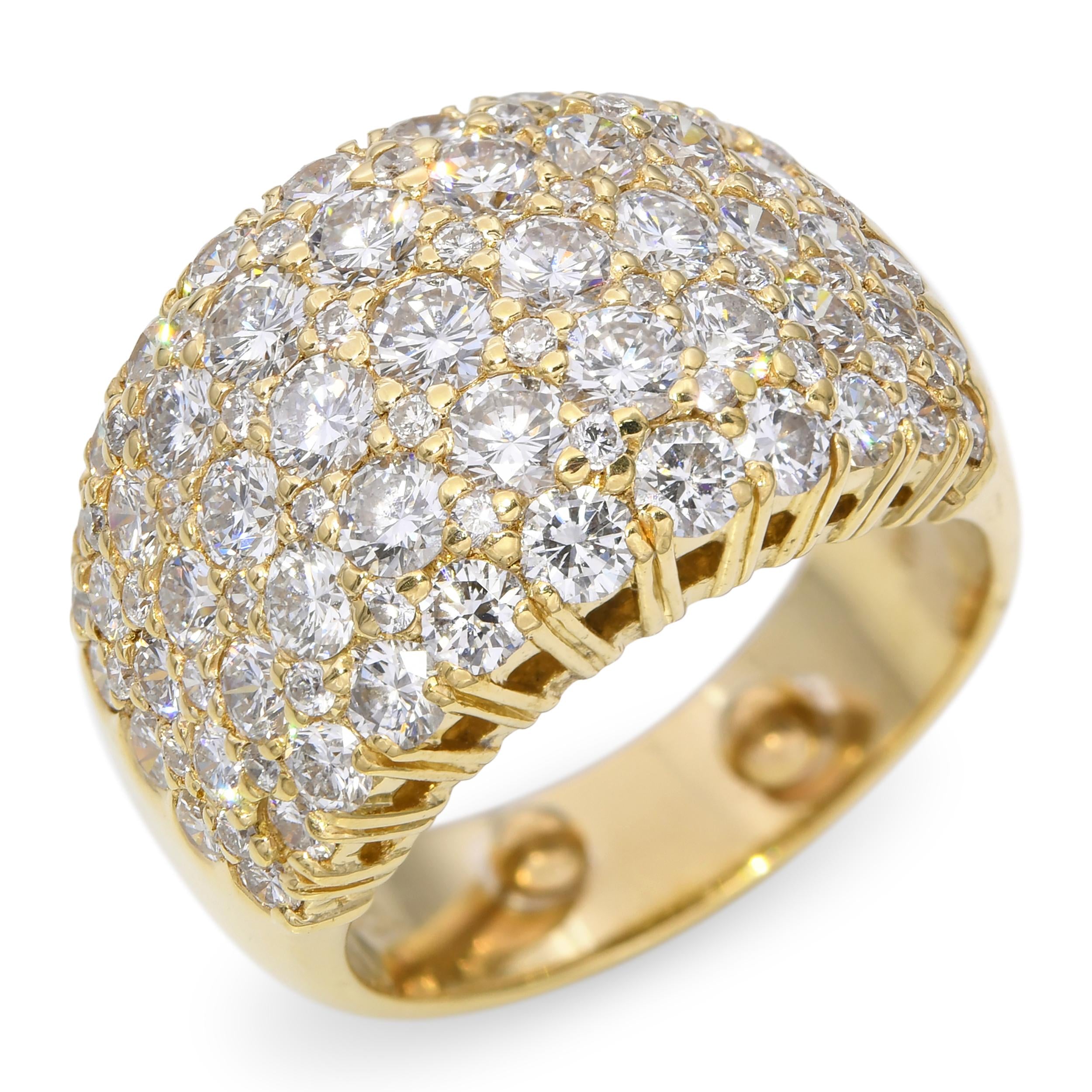 Vintage 18k Yellow Gold 3.38ctw Pave Dome Ring