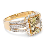 14k Yellow Gold 3.10ct Color Change Diaspore & Diamond Statement Ring