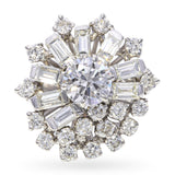 Vintage White Gold 2.57tcw Diamond Cluster Statement Ring