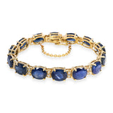 Vintage 14k Yellow Gold 37.6tcw Sapphire and Diamond Line Bracelet