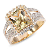 14k Yellow Gold 3.10ct Color Change Diaspore & Diamond Statement Ring