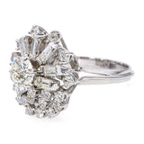 Vintage White Gold 2.57tcw Diamond Cluster Statement Ring