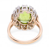 Vintage 18k Yellow Gold 9.50ct Peridot and Diamond Halo Ring