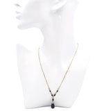 14k Yellow Gold Synthetic Sapphire and Diamond Drop Necklace