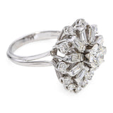 Vintage White Gold 2.57tcw Diamond Cluster Statement Ring