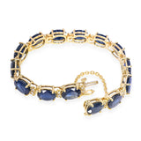 Vintage 14k Yellow Gold 37.6tcw Sapphire and Diamond Line Bracelet