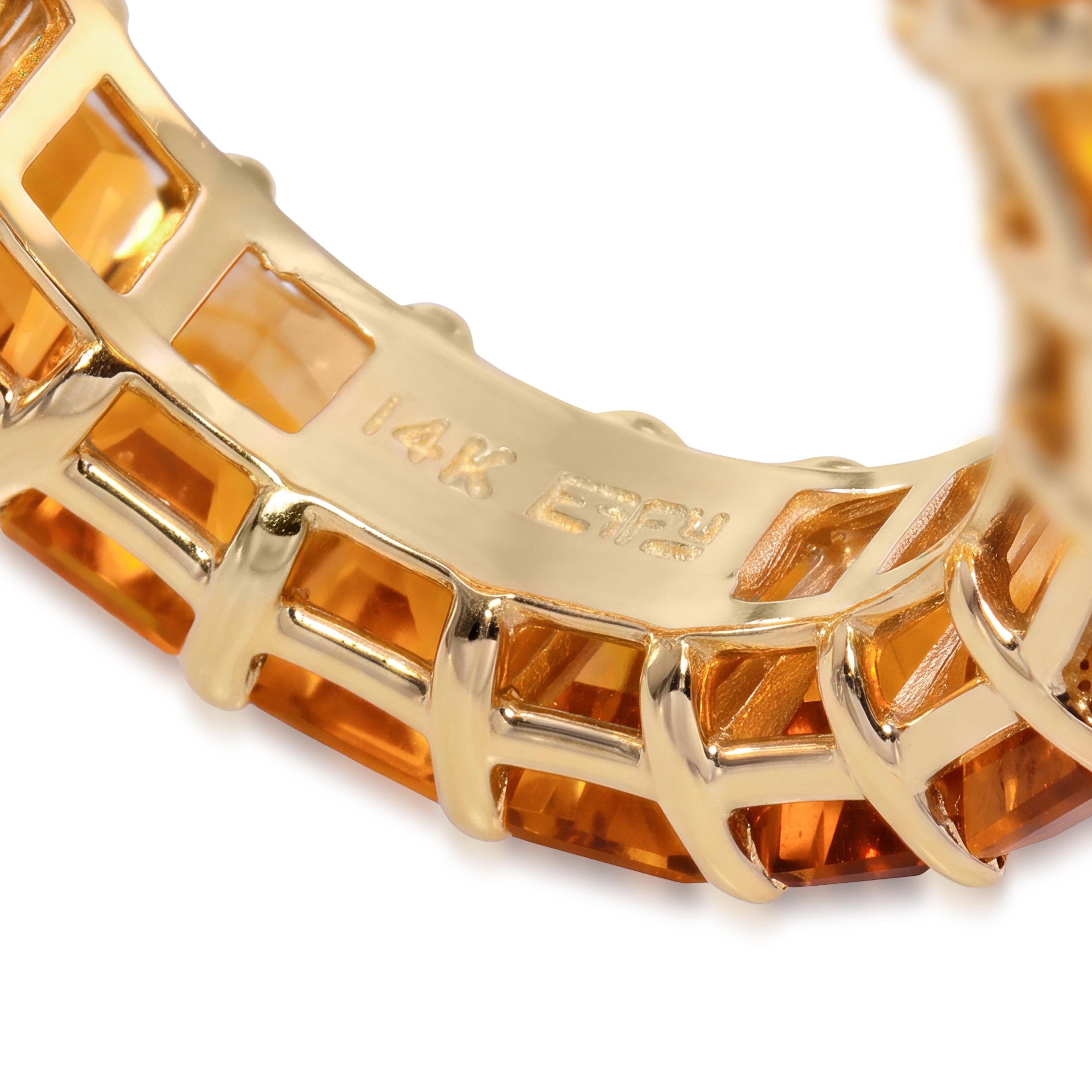 Effy 14k Yellow Gold Emerald Cut 9.00ctw Citrine Eternity Band
