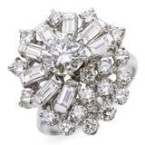 Vintage White Gold 2.57tcw Diamond Cluster Statement Ring