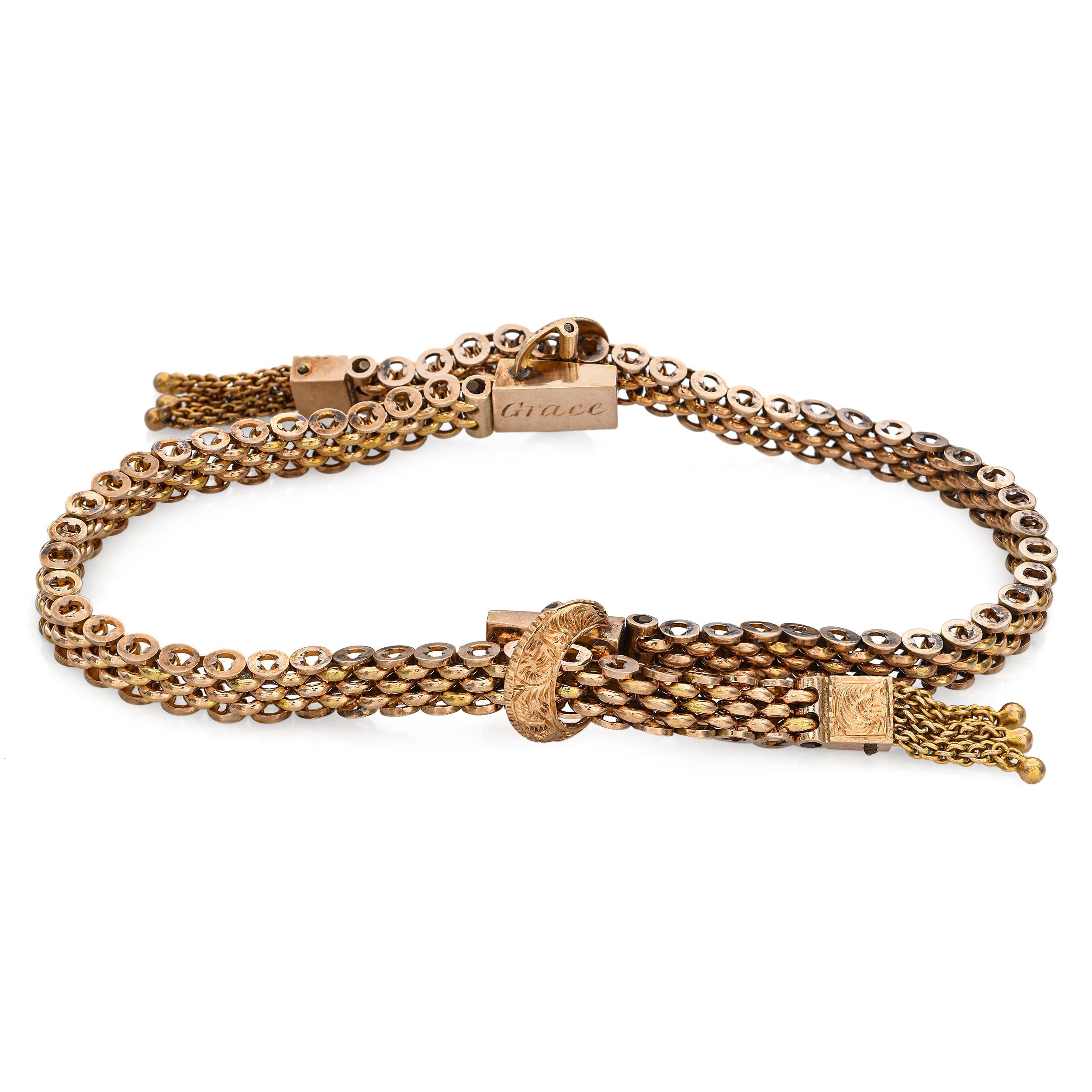 Antique Victorian Yellow Gold Buckle Bracelet