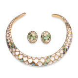 Vintage 1984 Angela Cummings 18k Yellow Gold MOP & Abalone Snakeskin Jewlery Set