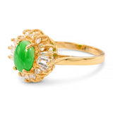 Vintage 18k Yellow Gold Green Jade & Diamond Cocktail Ring