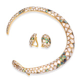 Vintage 1984 Angela Cummings 18k Yellow Gold MOP & Abalone Snakeskin Jewlery Set
