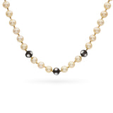 Antique 14k Yellow & White Gold Rose Cut Diamond Beads and Pearl Necklace