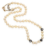 Antique 14k Yellow & White Gold Rose Cut Diamond Beads and Pearl Necklace