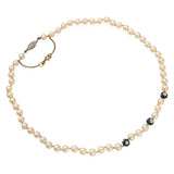 Antique 14k Yellow & White Gold Rose Cut Diamond Beads and Pearl Necklace