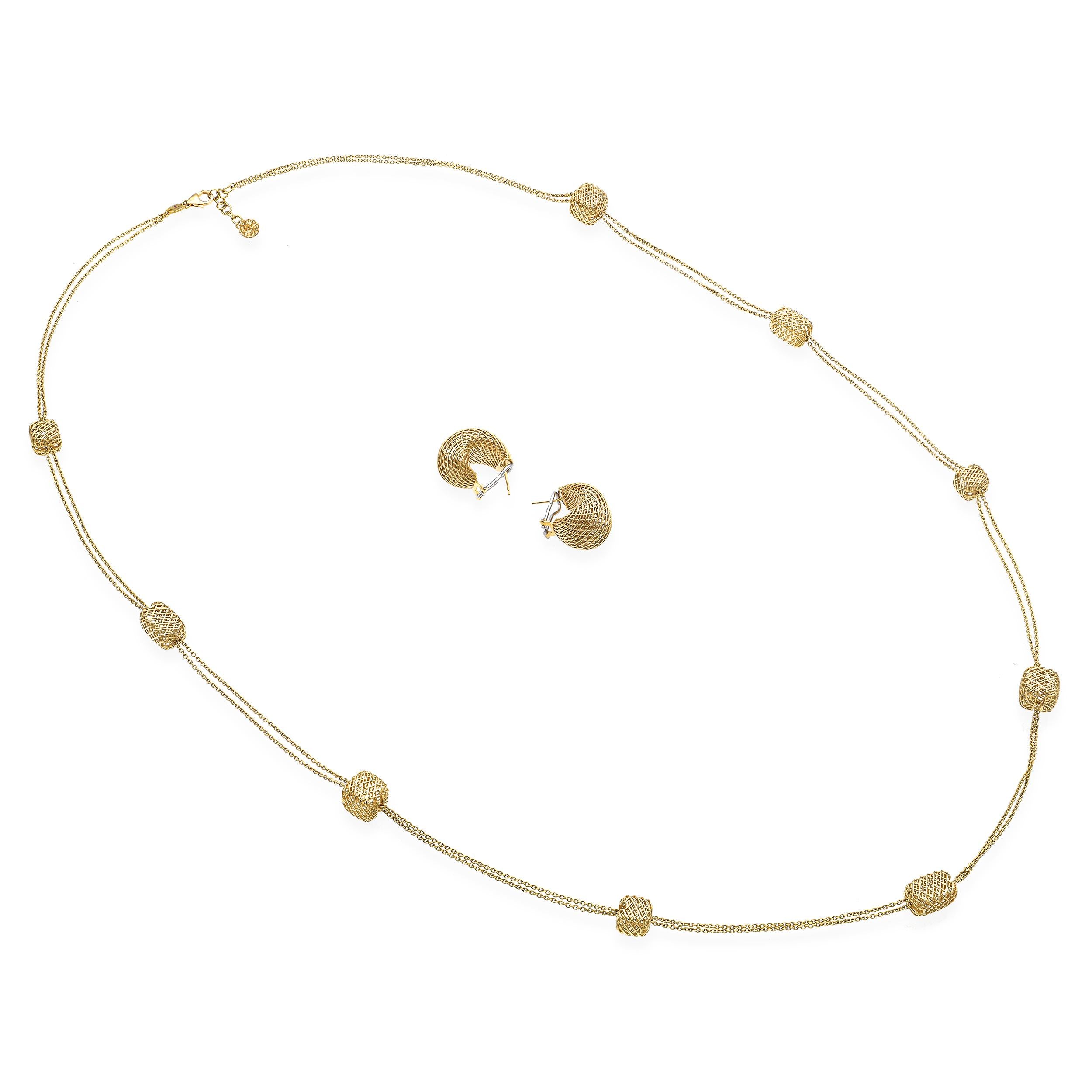 Roberto Coin 18k Yellow Gold Woven Earring and Necklace Set