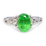 14k White Gold 1.75ct Neon Green Tsavorite Garnet & Diamond Ring
