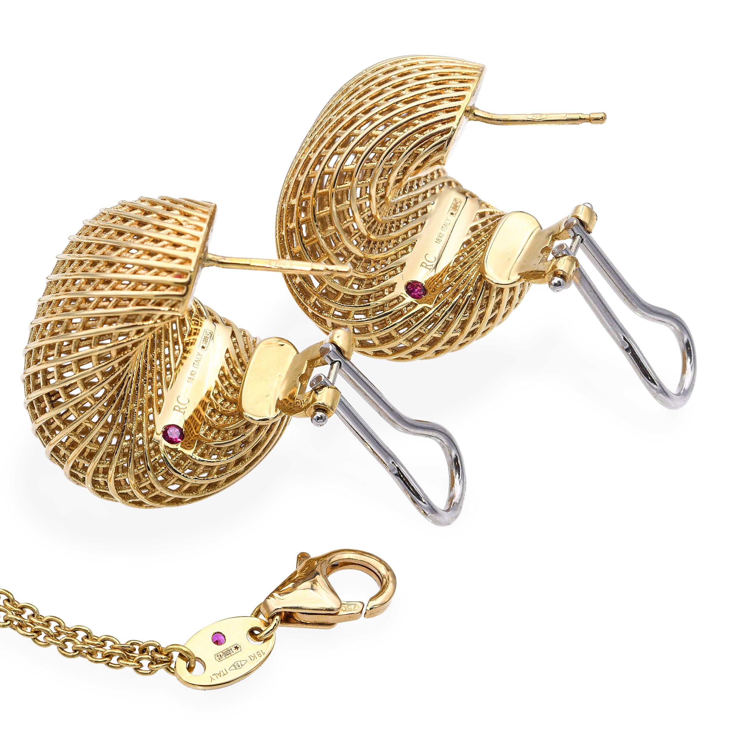 Roberto Coin 18k Yellow Gold Woven Earring and Necklace Set