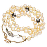 Antique 14k Yellow & White Gold Rose Cut Diamond Beads and Pearl Necklace