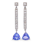 14k White Gold 4.00tcw Tanzanite & Diamond Drop Dangle Earrings
