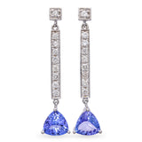 14k White Gold 4.00tcw Tanzanite & Diamond Drop Dangle Earrings