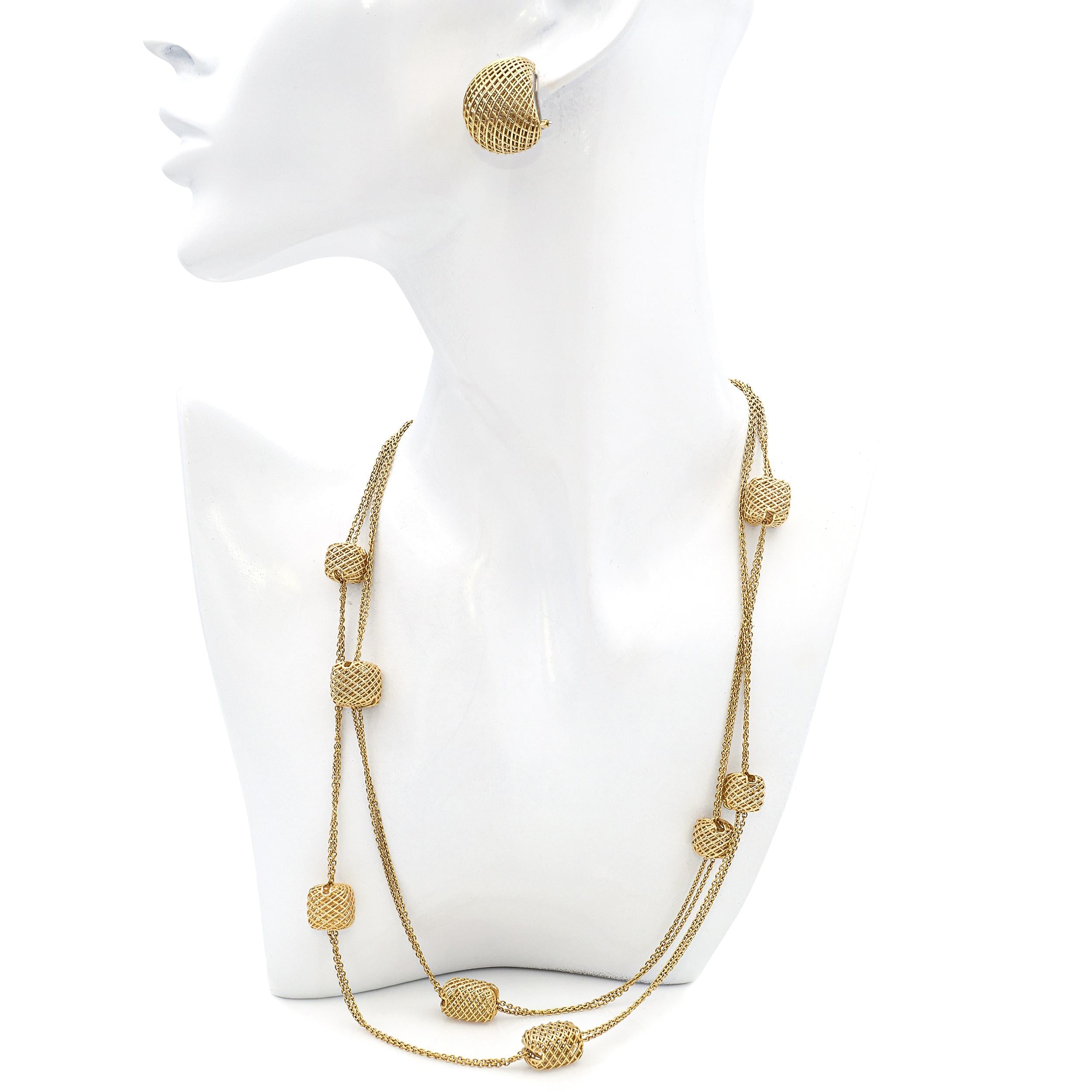 Roberto Coin 18k Yellow Gold Woven Earring and Necklace Set