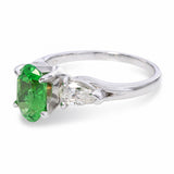 14k White Gold 1.75ct Neon Green Tsavorite Garnet & Diamond Ring