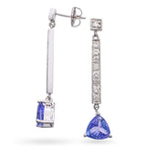 14k White Gold 4.00tcw Tanzanite & Diamond Drop Dangle Earrings