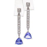 14k White Gold 4.00tcw Tanzanite & Diamond Drop Dangle Earrings