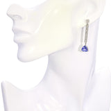 14k White Gold 4.00tcw Tanzanite & Diamond Drop Dangle Earrings
