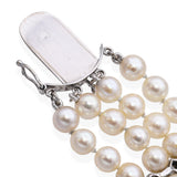Vintage 14K White Gold Diamond and Pearl Multi Strand Bracelet
