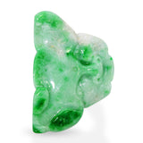 GIA Type A Variegated White and Green Jadeite Jade Carved Dragon Ring