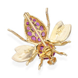 Vintage 14k Yellow Gold 1.11tcw Pink Sapphire Bee Brooch