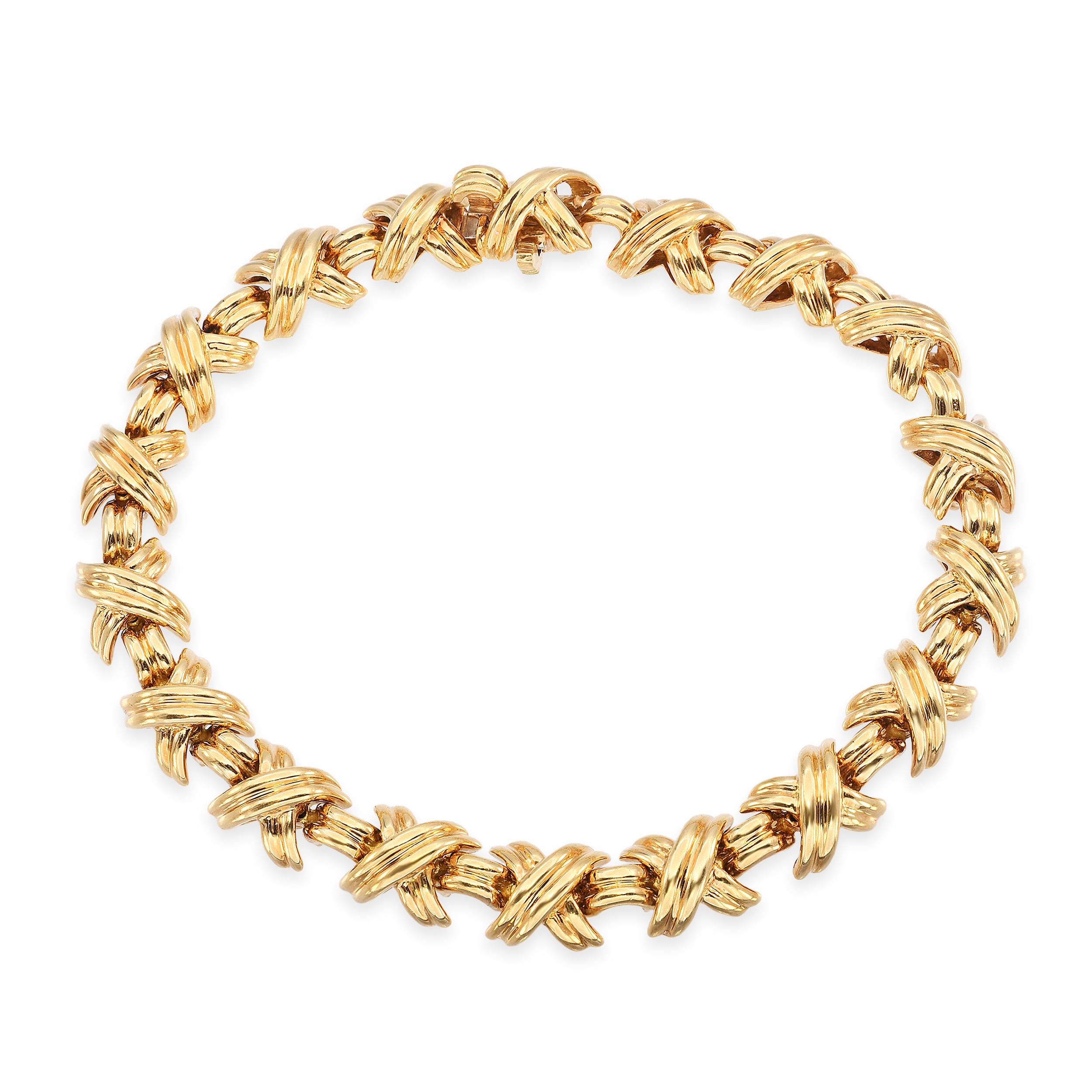 Vintage Tiffany & Co. 18k Yellow Gold Signature X Link Bracelet