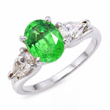 14k White Gold 1.75ct Neon Green Tsavorite Garnet & Diamond Ring