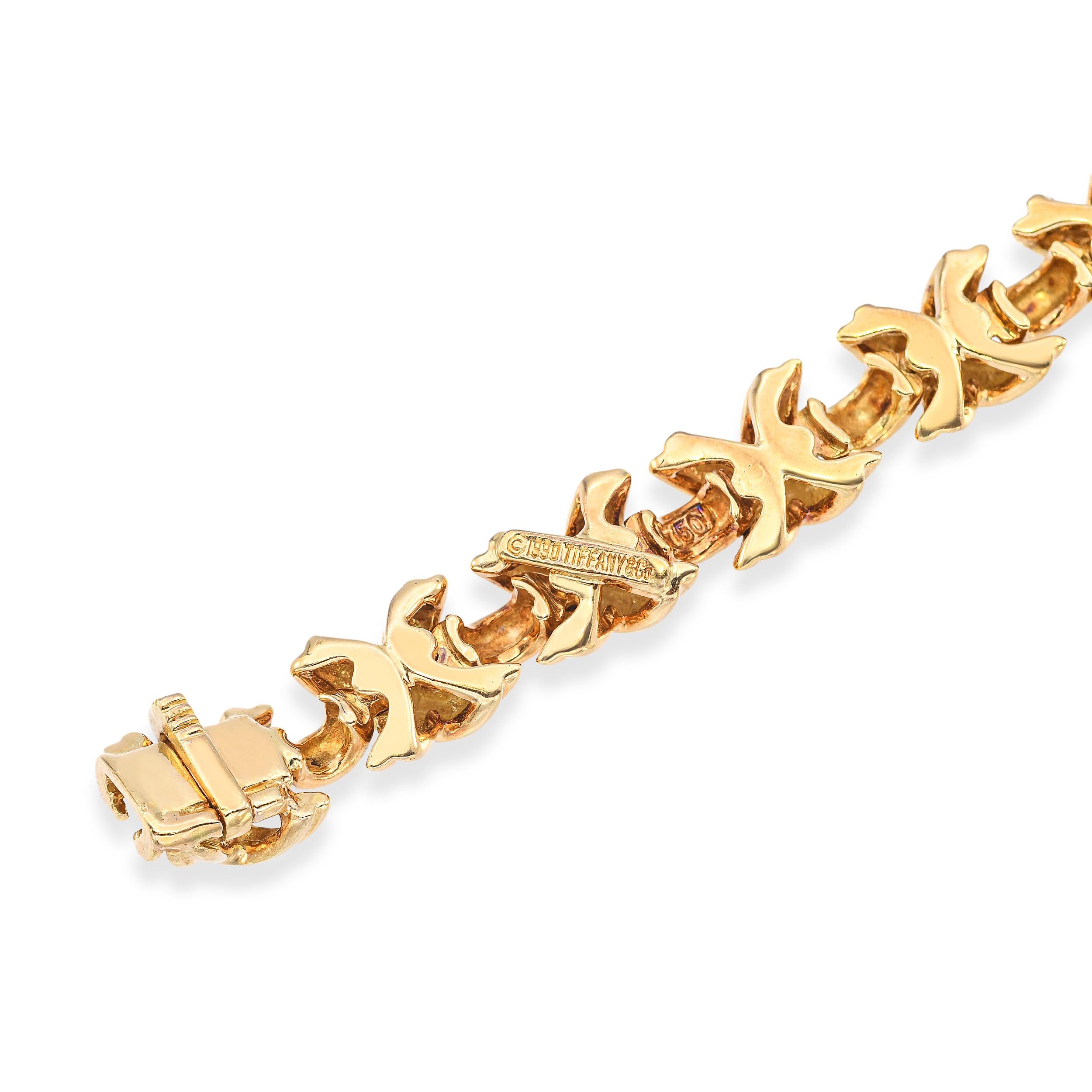 Vintage Tiffany & Co. 18k Yellow Gold Signature X Link Bracelet