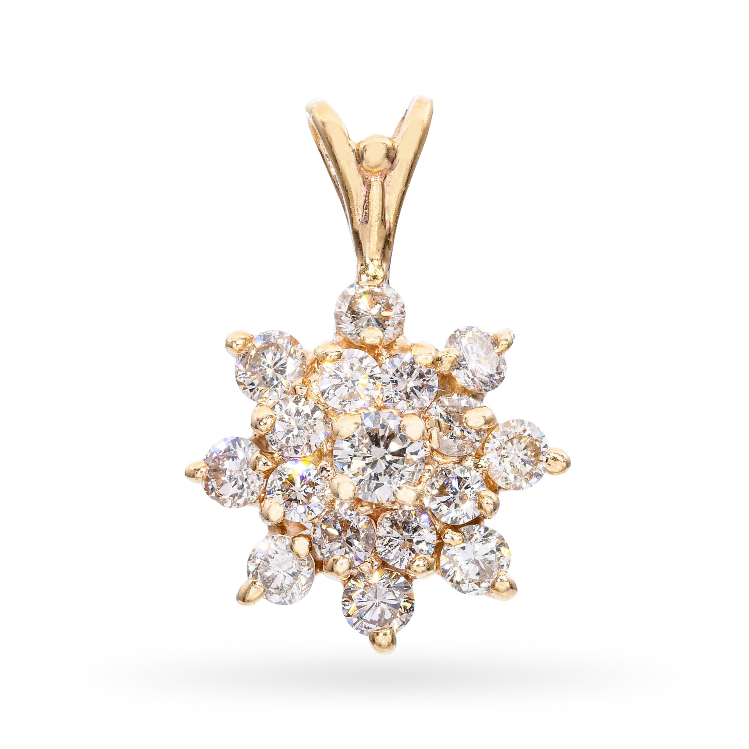 Vintage 14k Yellow Gold Diamond Star Pendant